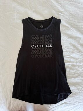 Cyclebar Black Repeated Logo Sleeveless Tank